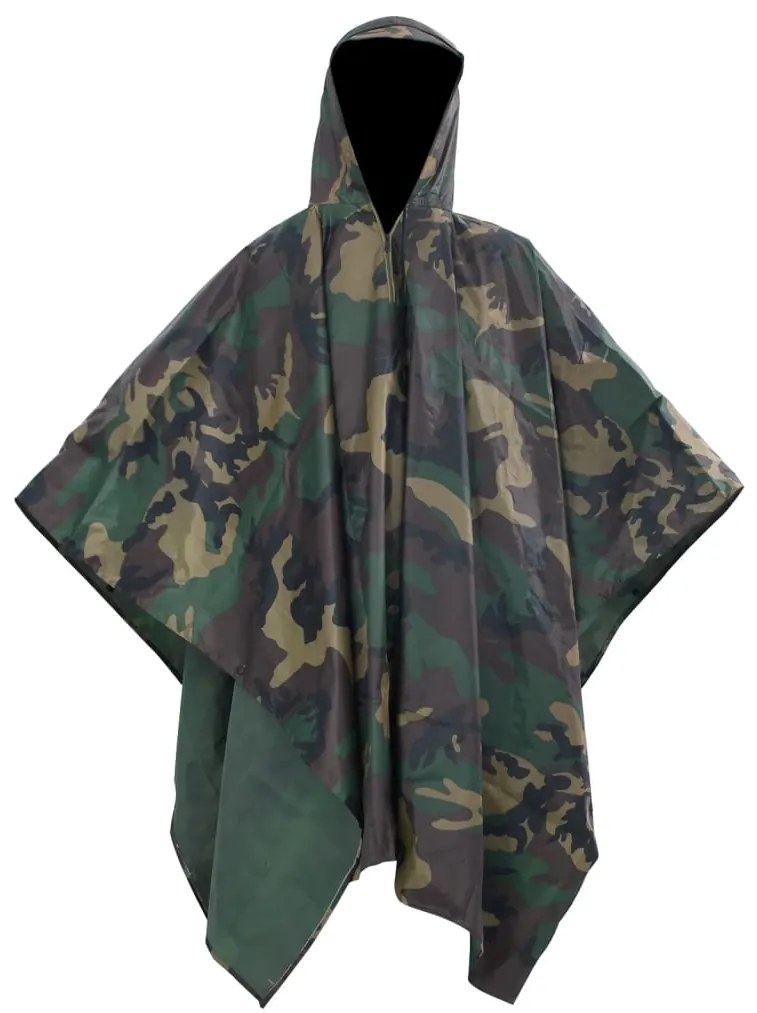 vidaXL Poncho para a chuva impermeável campismo/caminhadas camuflagem