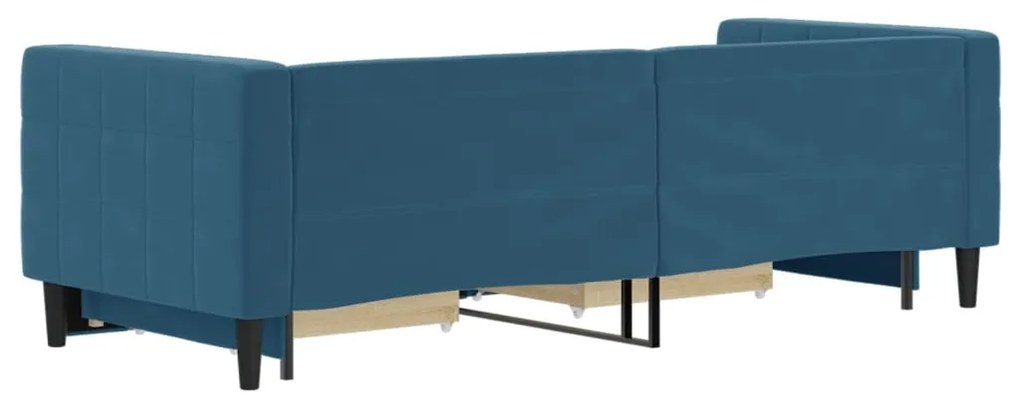 Sofá-cama com gavetão e gavetas 80x200 cm veludo azul