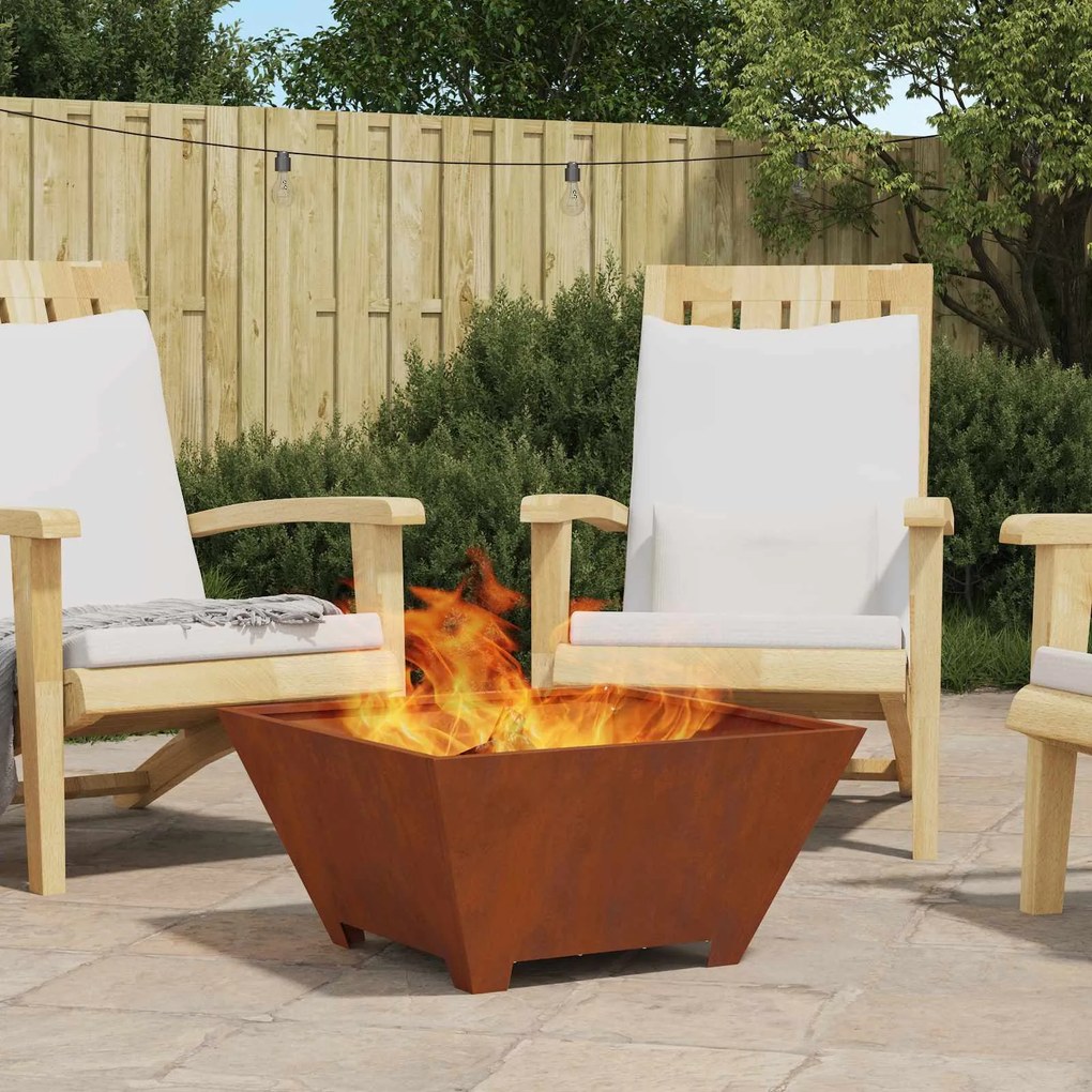 vidaXL Fire Pit Castanho 60 x 60 x 30 cm Aço Corten