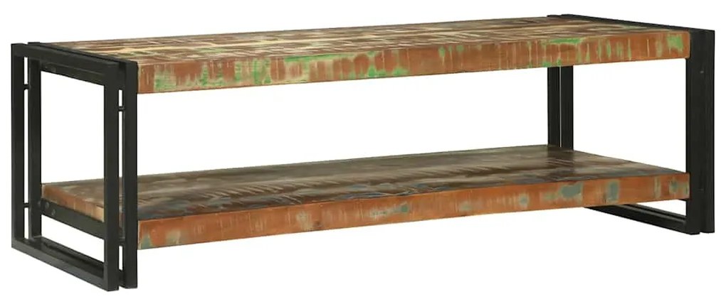 Mesa de Café Multicolor 120x50x38 cm Madeira Sólida Recuperada