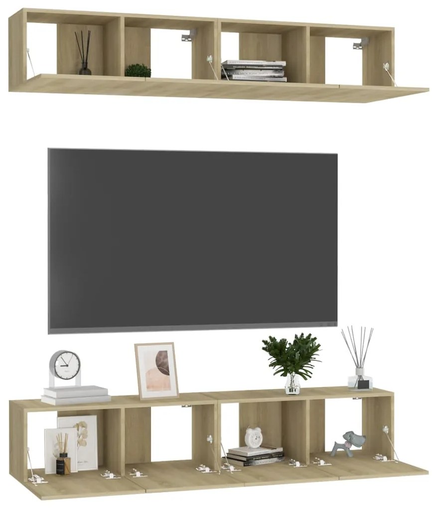 Móveis TV 4 pcs 80x30x30cm derivados de madeira carvalho sonoma