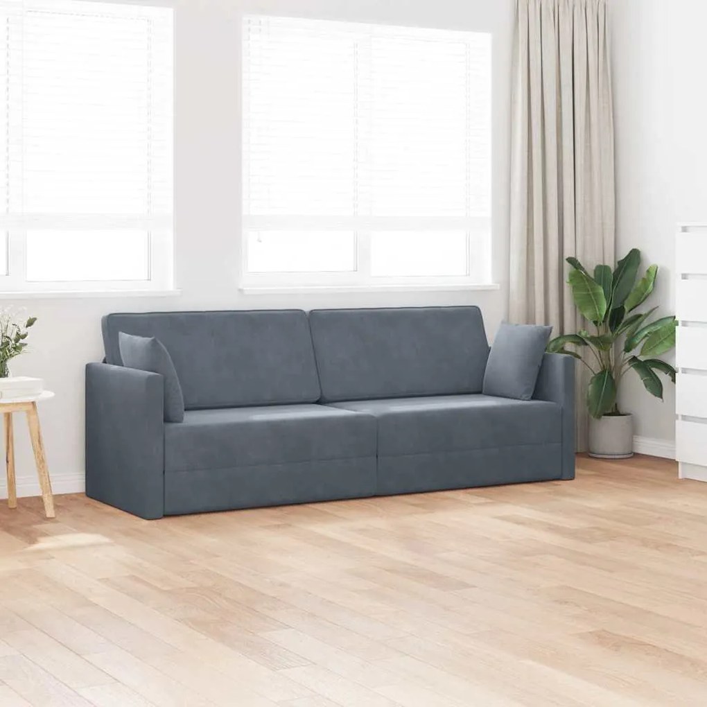 Sofá Cama 2 em 1 Cinza Escuro 213x144x60 cm Veludo