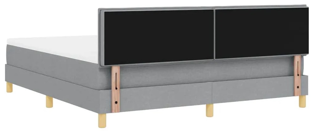Cama Box Spring com Colchão e LED Cinza Claro 180x200 cm Tecido