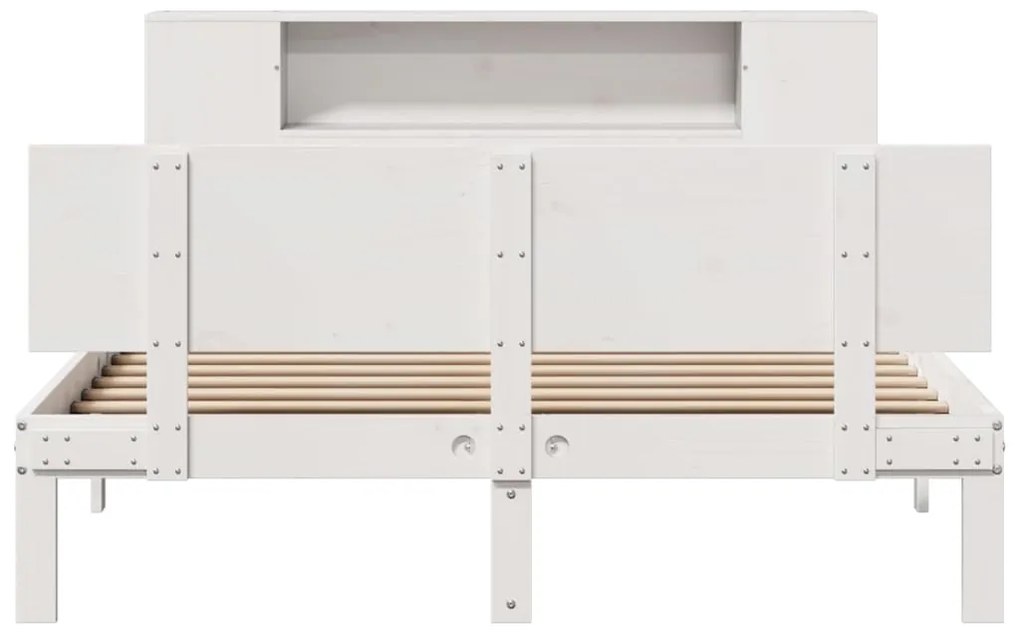 Cama com estante sem colchão 150x200 cm pinho maciço branco