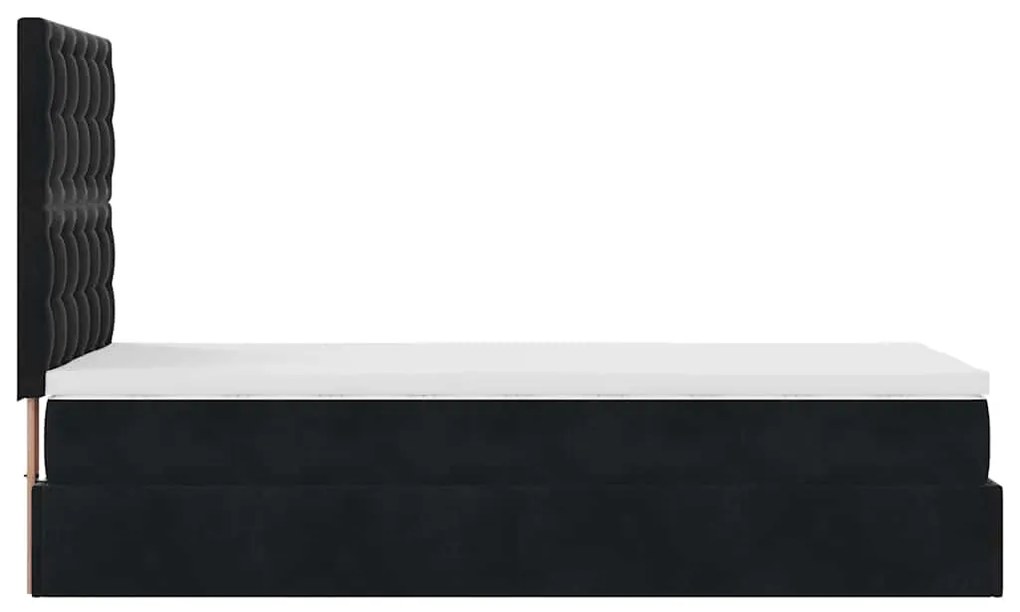 Estrutura de cama otomana vidaXL com colchões preto 100x200cm Veludo