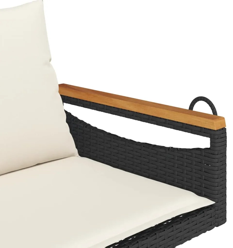 Banco baloiço com almofadões 109x62x40 cm vime PE preto
