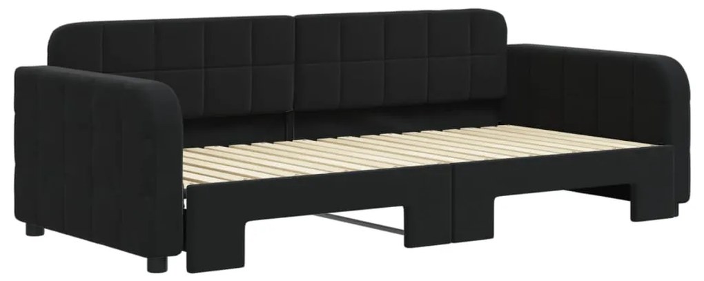 Sofá-cama com gavetão 90x190 cm veludo preto