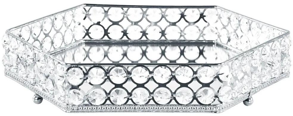 Tabuleiro em metal prateado e vidro 28 x 25 cm VATAN Beliani