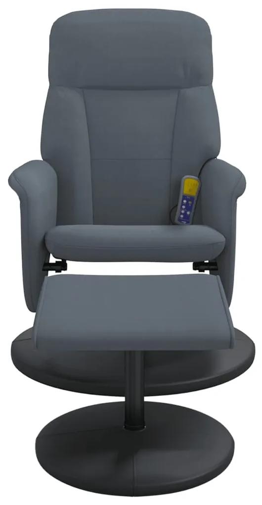 Cadeira massagens reclinável c/ apoio pés veludo cinza-escuro