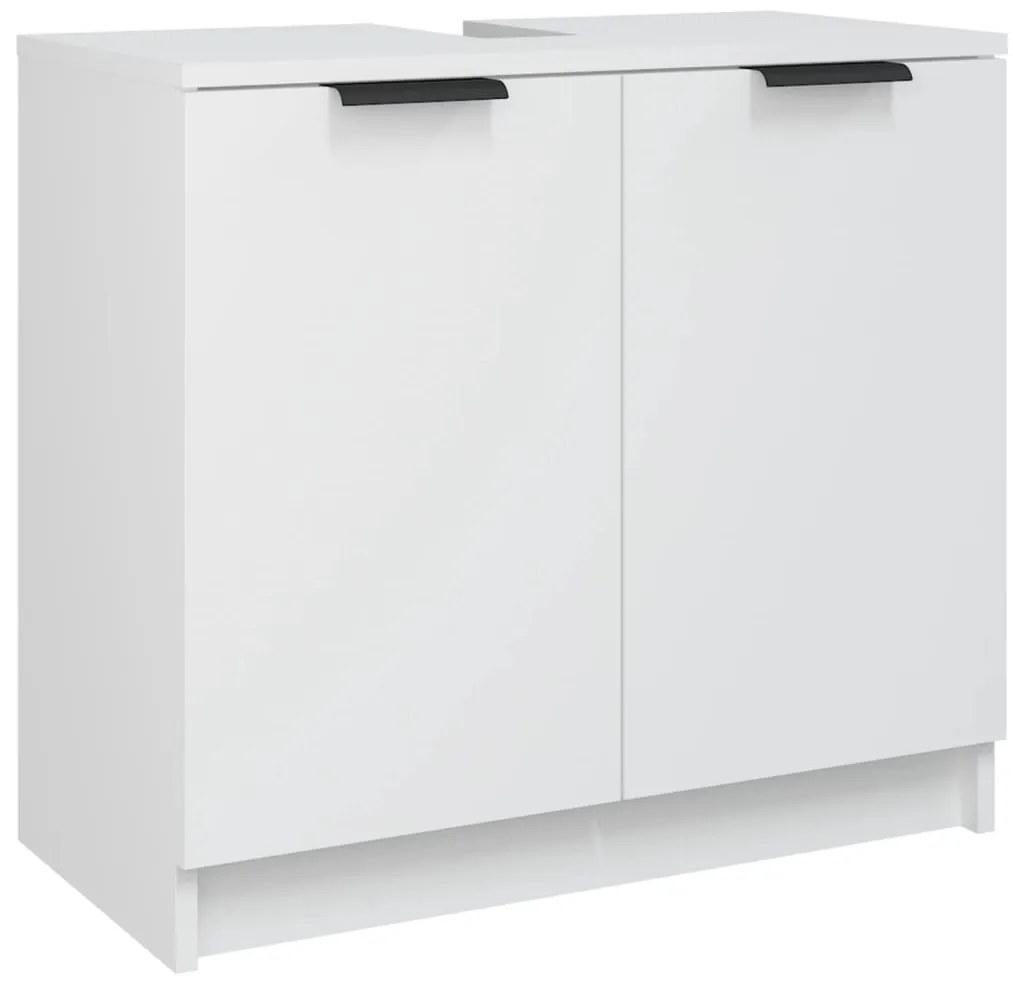 3 pcs conjunto móveis casa de banho madeira processada branco
