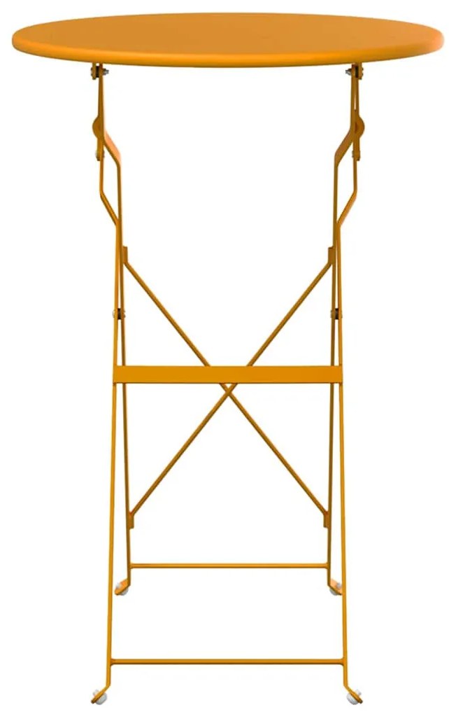 Mesa Bistro Dobrável Amarelo Mostarda Ø50x71 cm em Aço com Revestiment