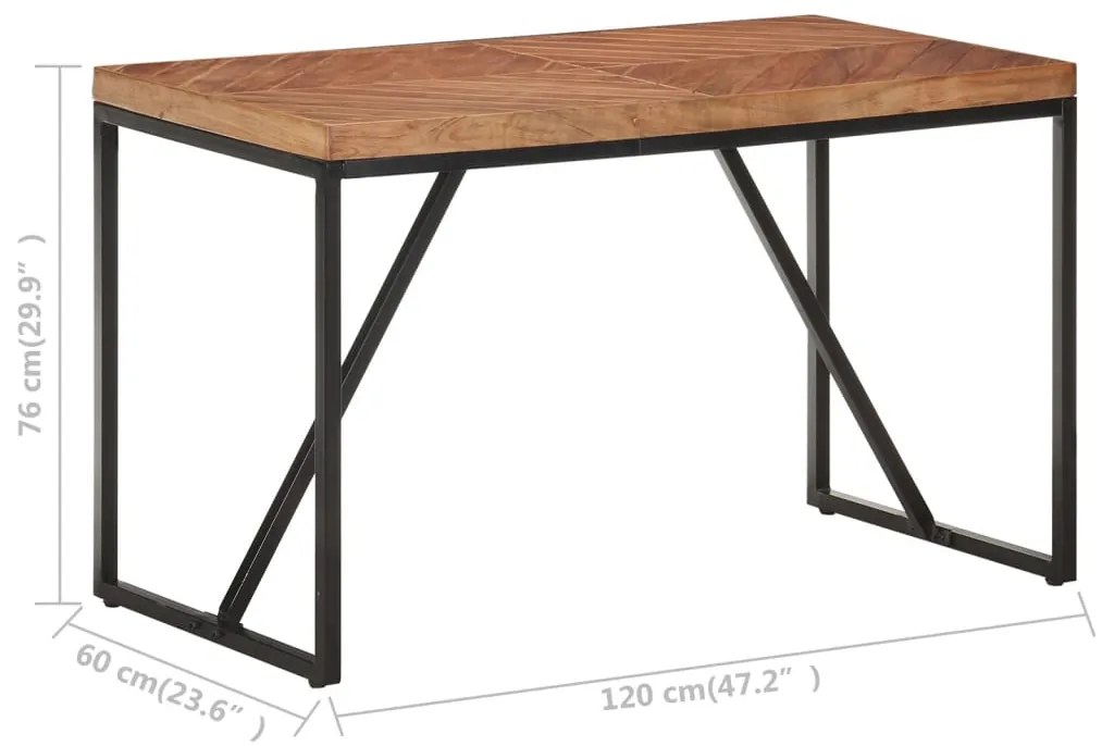 Mesa de jantar 120x60x76 cm madeira acácia maciça e mangueira