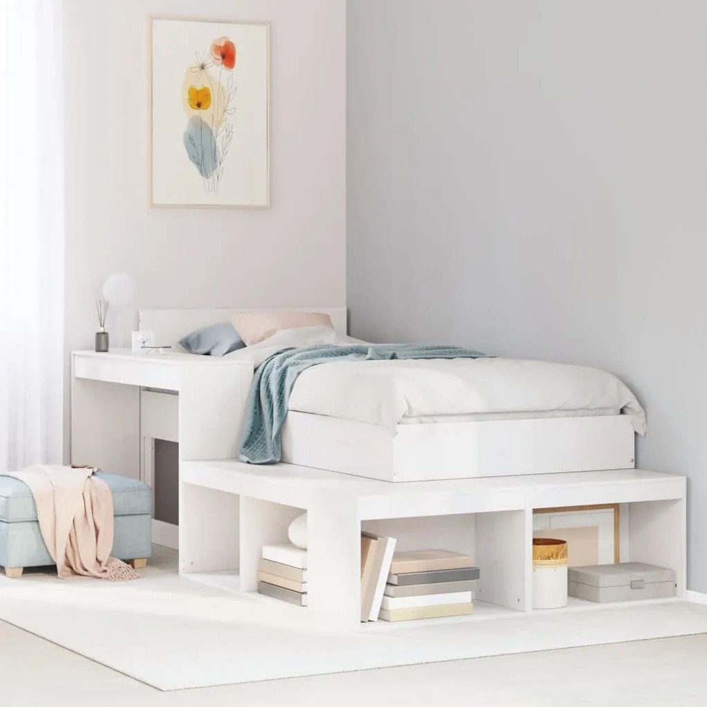 vidaXL Estrutura de cama sem colchão 80x200 cm pinho maciço branco