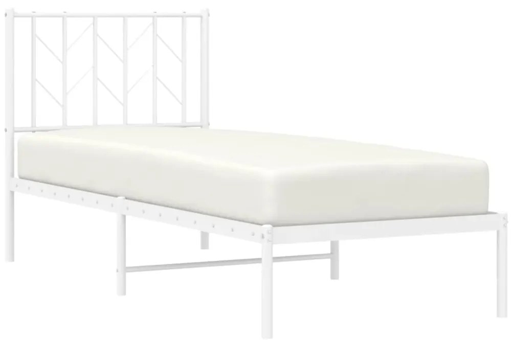 Estrutura de cama com cabeceira 75x190 cm metal branco