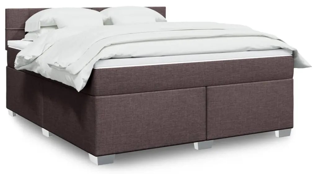 Cama com molas/colchão 180x200 cm tecido castanho-escuro