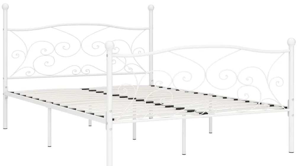 Estrutura de cama com estrado de ripas 120x200 cm metal branco