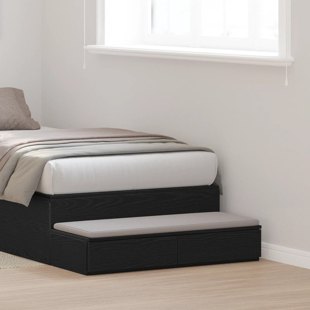 gavetas de cama vidaXL pretas 75x36,5x16,5 cm em madeira de engenharia