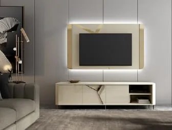 Base Tv Toronto 01 (200cm | c/pé metal| Lacado | Personalizável)