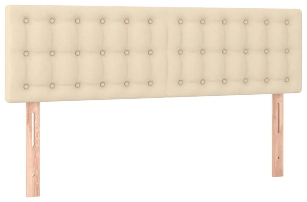 Cabeceira de cama c/ luzes LED tecido 144x5x78/88 cm cor creme