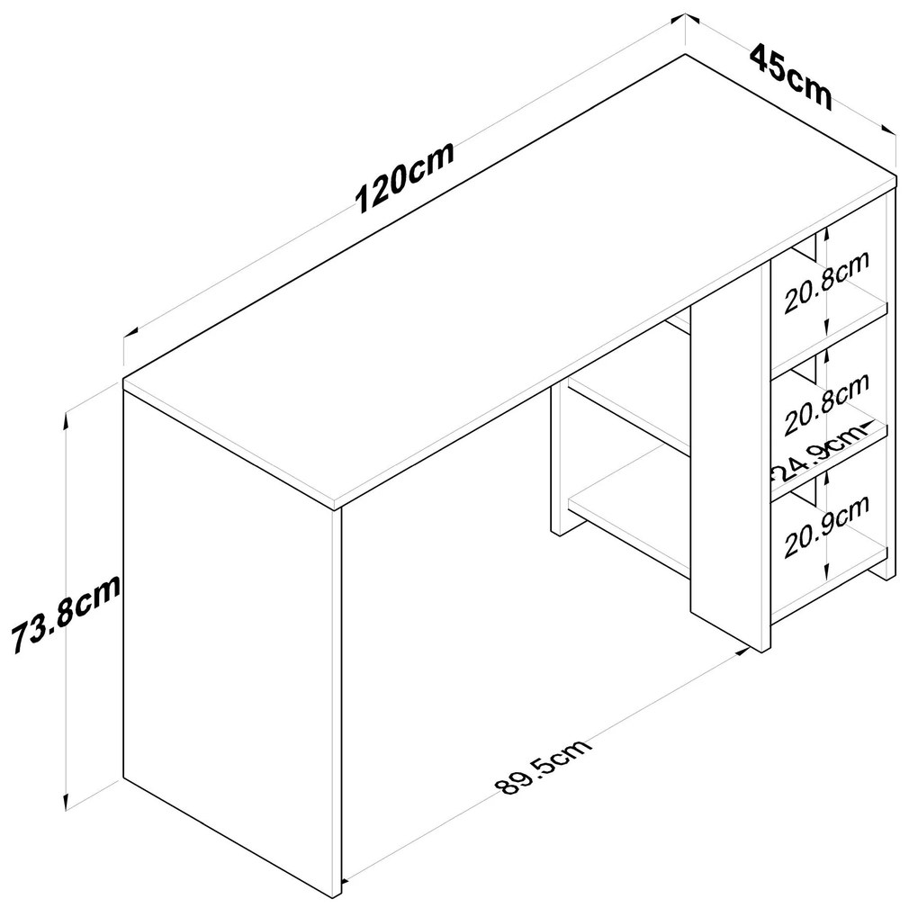 Secretária HA108 – Nogueira e Antracite – 120x73,8x45 cm
