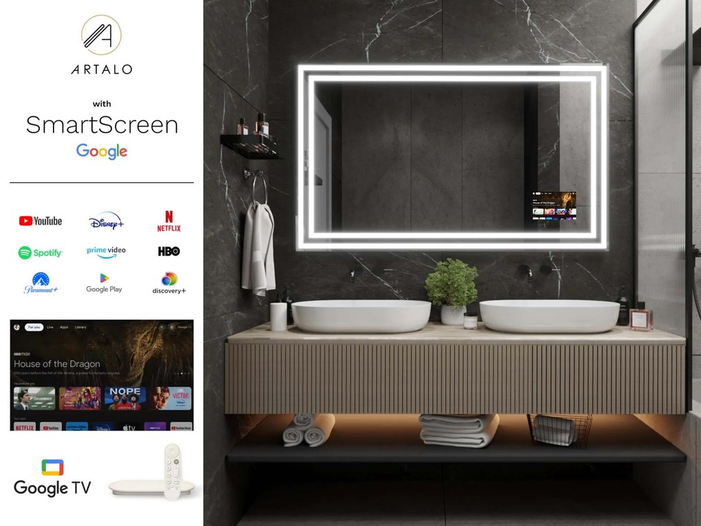 Espelho LED com moldura para casa de banho M3