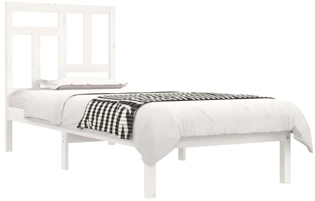 Cama sem colchão 90x200 cm madeira de pinho maciça branco
