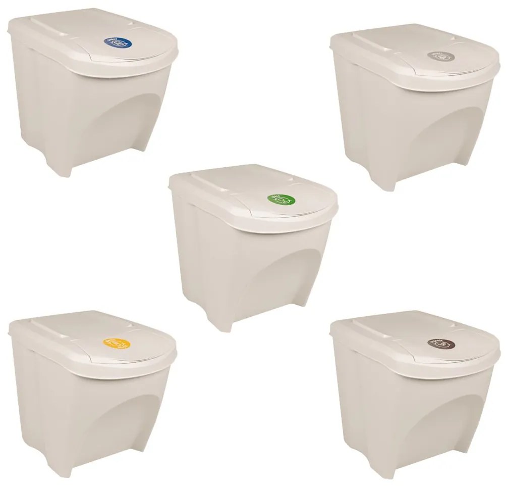 Caixotes do lixo empilháveis 3 pcs 75 L polipropileno branco