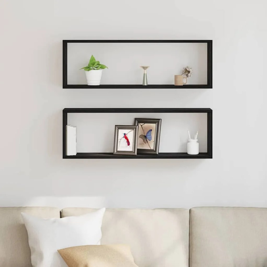 Prateleiras de Parede vidaXL - Conjunto de 2, Carvalho Preto, 80x15x26