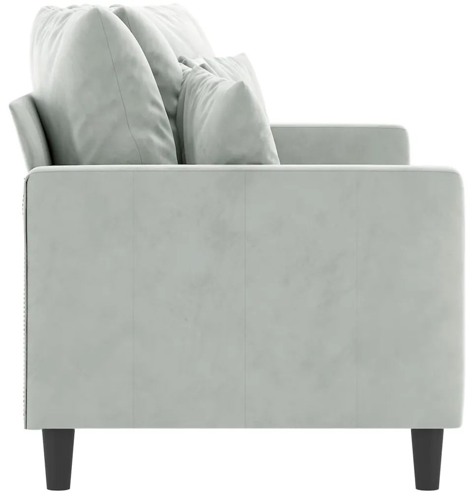 Sofá de 2 lugares 140 cm veludo cinza-claro