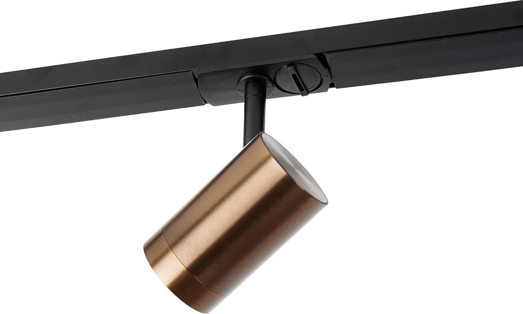Sistema de calhas moderno monofásico com 4 focos bronze escuro - Jeana