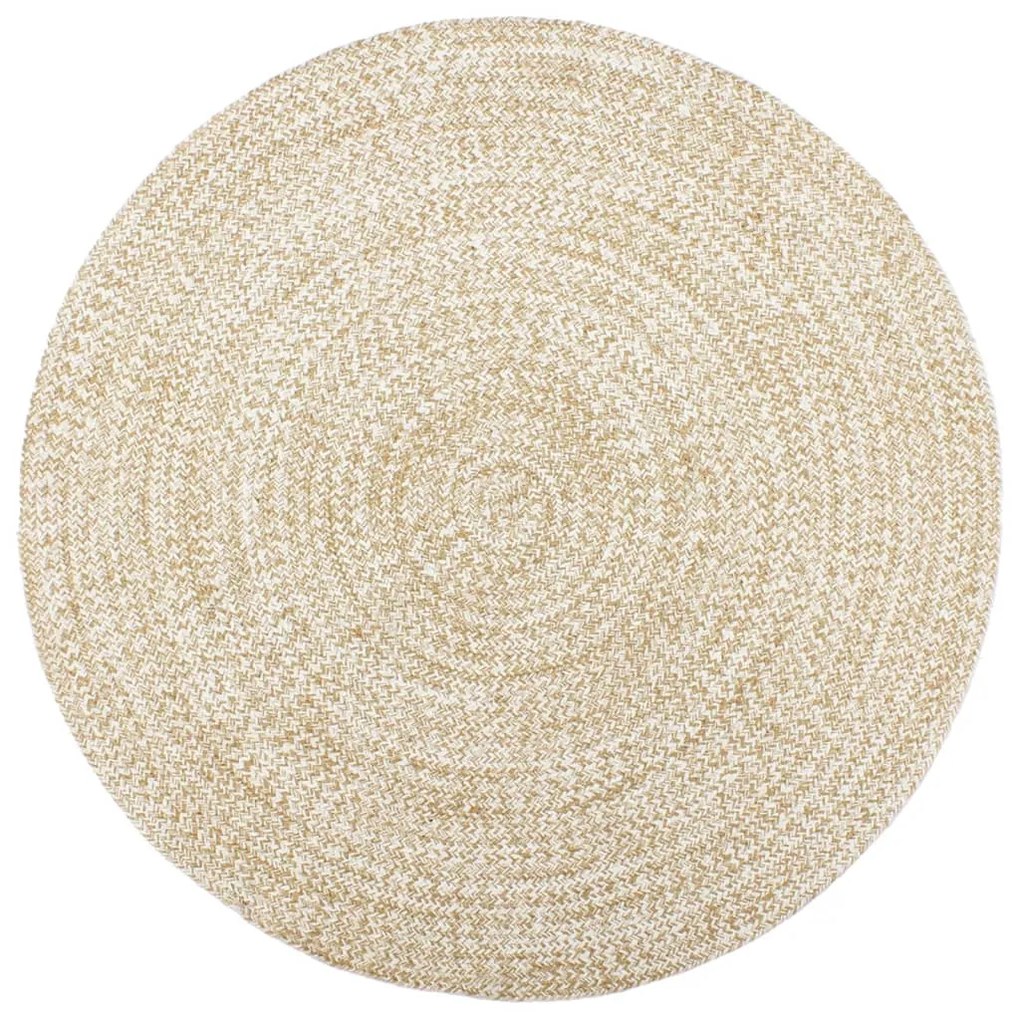 vidaXL Tapete artesanal em juta 120 cm branco e castanho