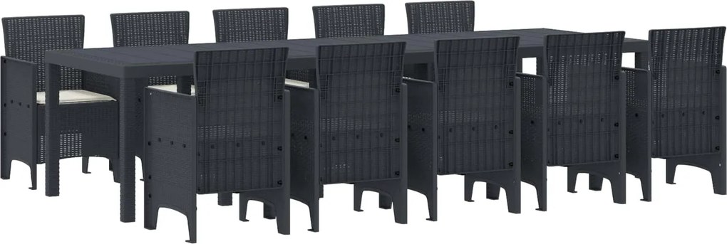 vidaXL Conjunto de Jantar para Jardim 11 pcs Antracita e Creme