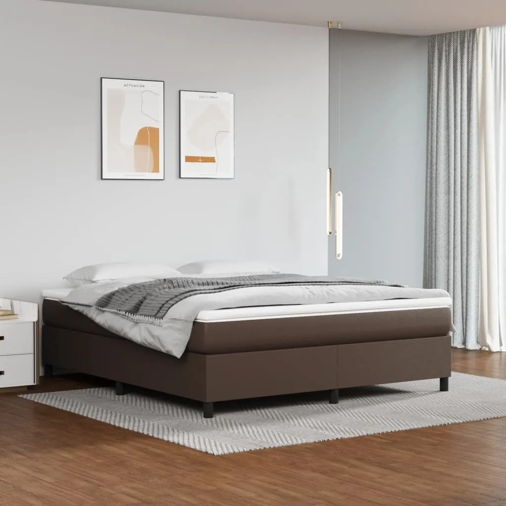 3121056 vidaXL Estrutura de cama 160x200cm couro artificial castanho