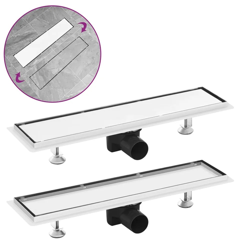 146006 vidaXL Dreno de chuveiro com tampa 2 em 1 53x14 cm aço inoxidável