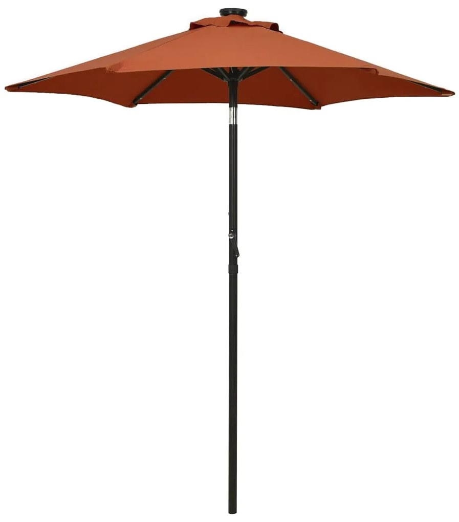 Guarda-sol de jardim c/ luzes LED 200x211 cm alumínio terracota