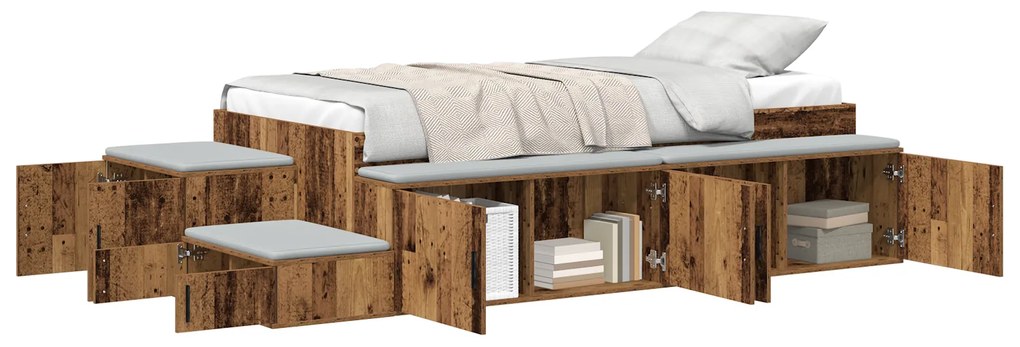 Cama com Armazenamento Madeira Velha 90x190 cm