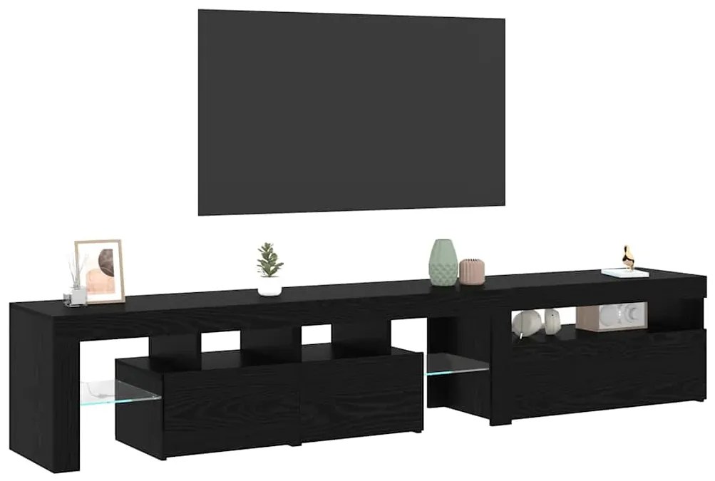 Armários para TV vidaXL 2 pcs com Luzes LED Carvalho Preto Madeira Eng