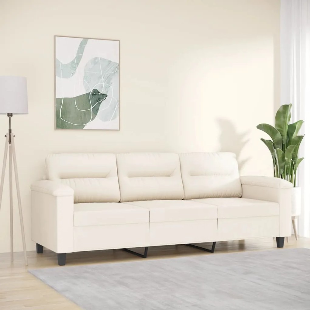 vidaXL Sofá de 3 lugares 180 cm tecido de microfibra bege