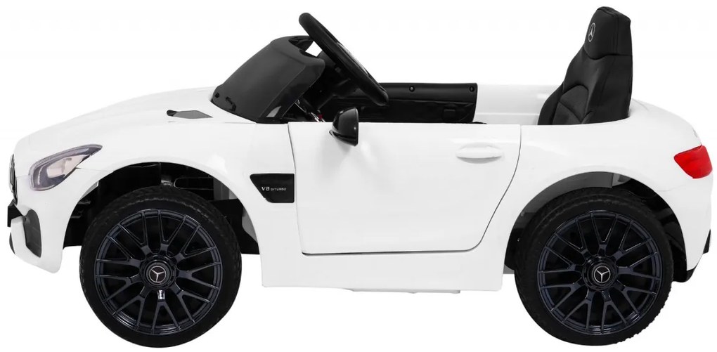 Carro elétrico para Crianças 12V Mercedes Benz GT, Rodas Espuma EVA, Assento couro ecológico Branco