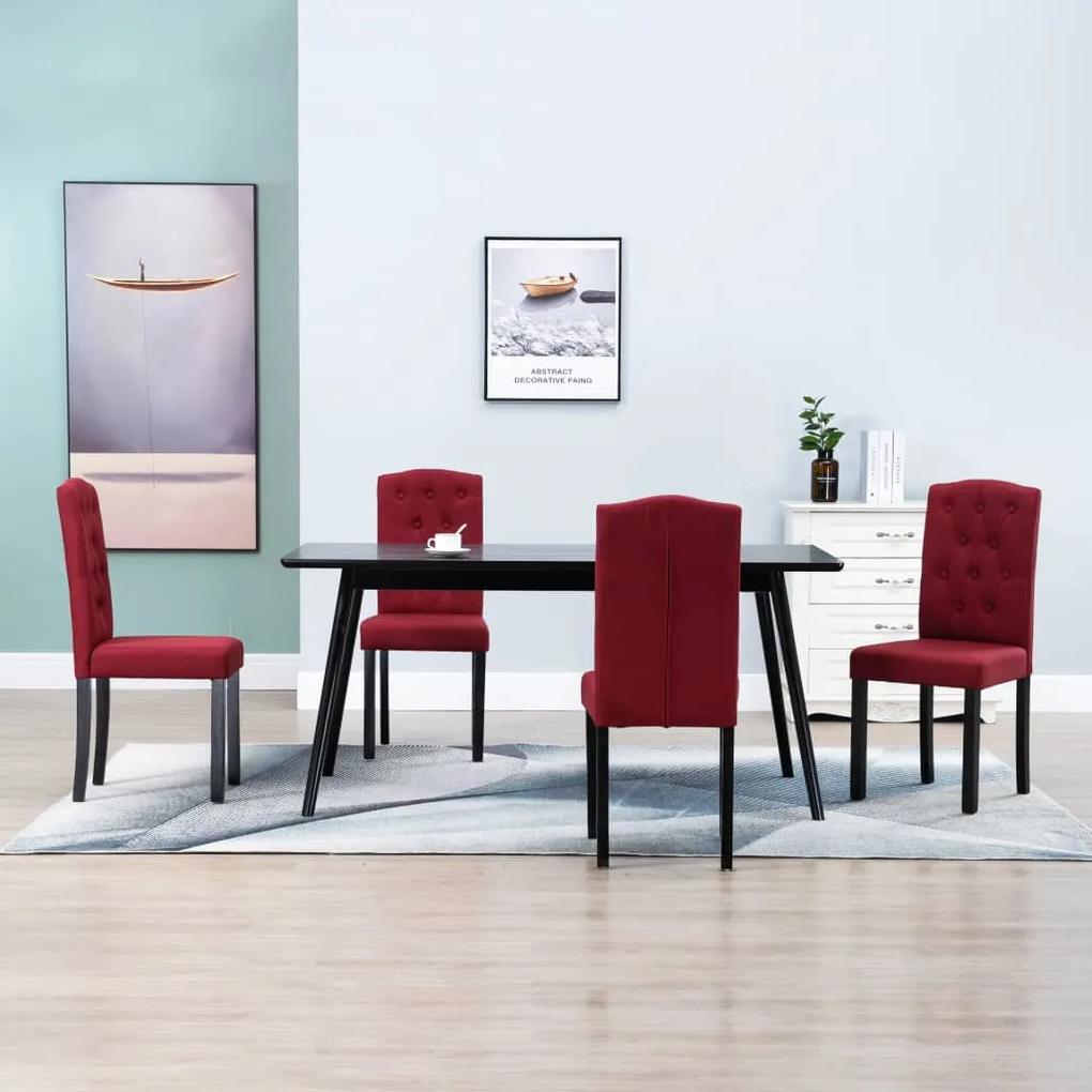 249010 vidaXL Cadeiras de jantar 4 pcs tecido vermelho tinto
