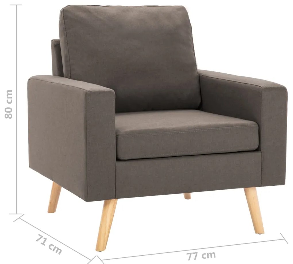 Poltrona em tecido cinzento-acastanhado