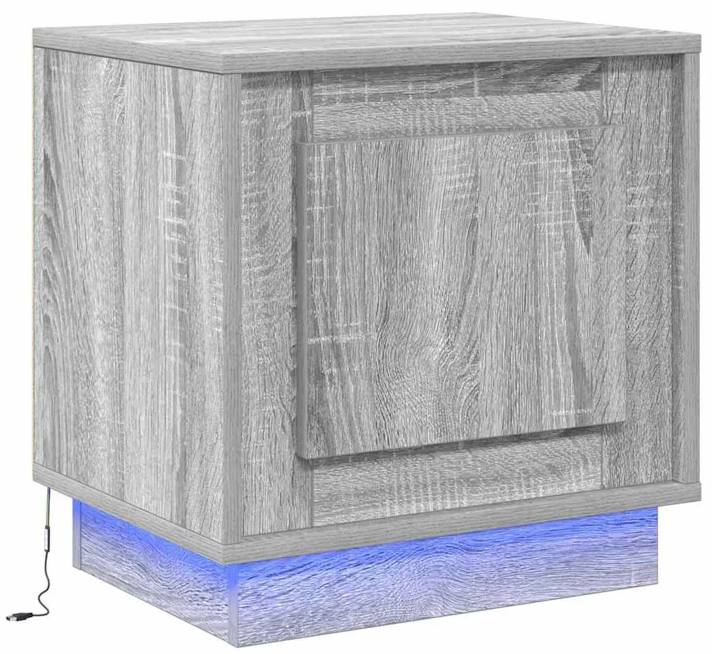 Gavetas de Cabeceira com Luzes LED 2 pcs Cinza Sonoma 44x34,5x45 cm