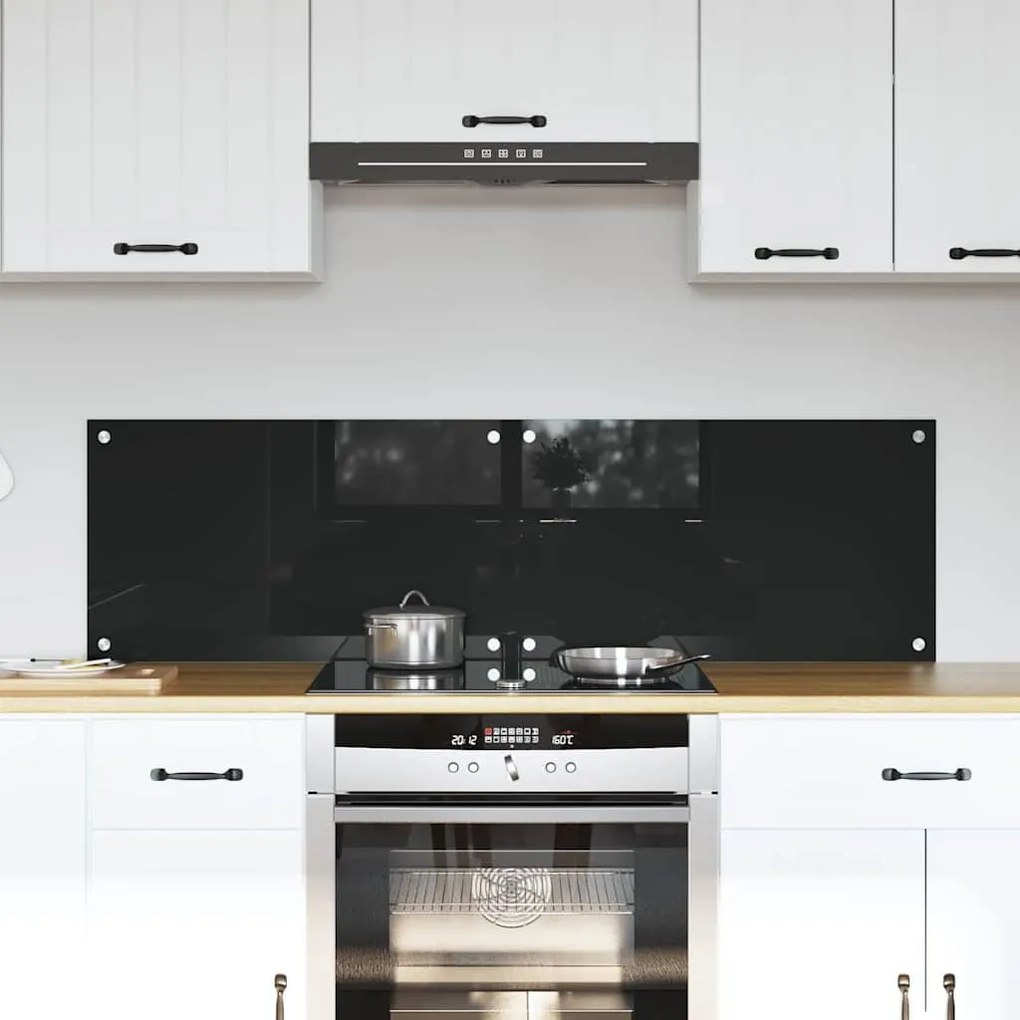 vidaXL Proteção de Cozinha 2 pcs Preto 70 x 40 cm vidro temperado