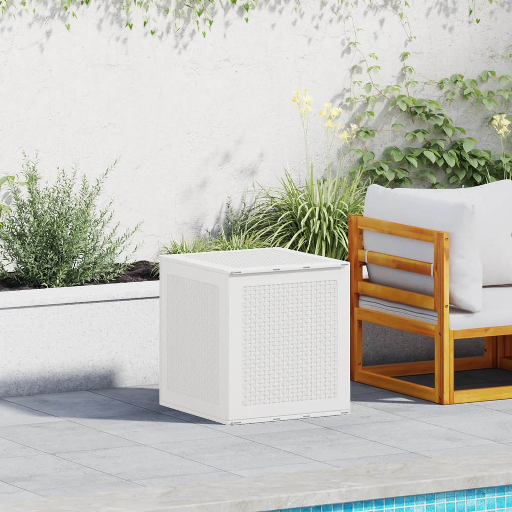 vidaXL Baú de Armazenamento Exterior Branco 55x53x57 cm PP