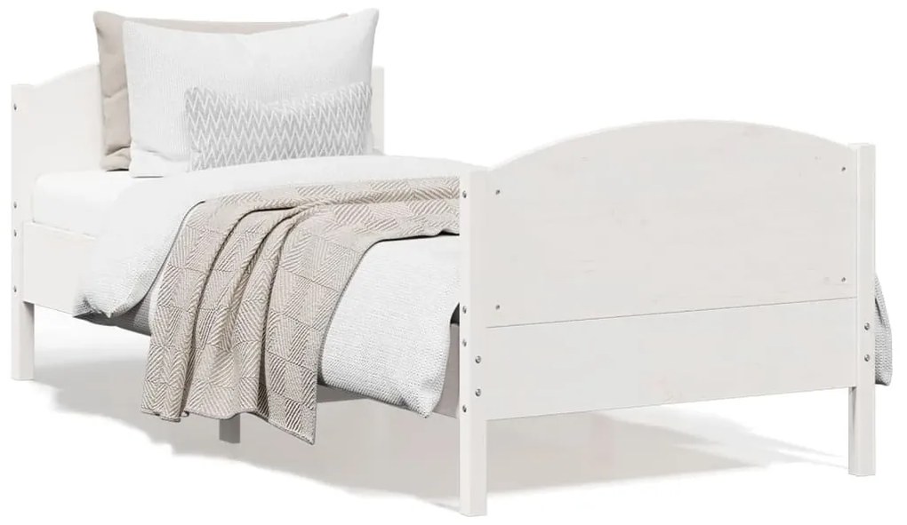 vidaXL Cama sem colchão 90x200 cm madeira de pinho maciça branco