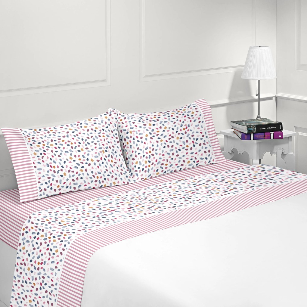 Jogo de lençóis 100% algodão - BERLIM da Casa&Algodão: cama 200cm - 1 sábana encimera 280 x 290 cm + 1 bajera ajustable 200 x 200 + 30 cm + 2 funda almohada 50x70 cm