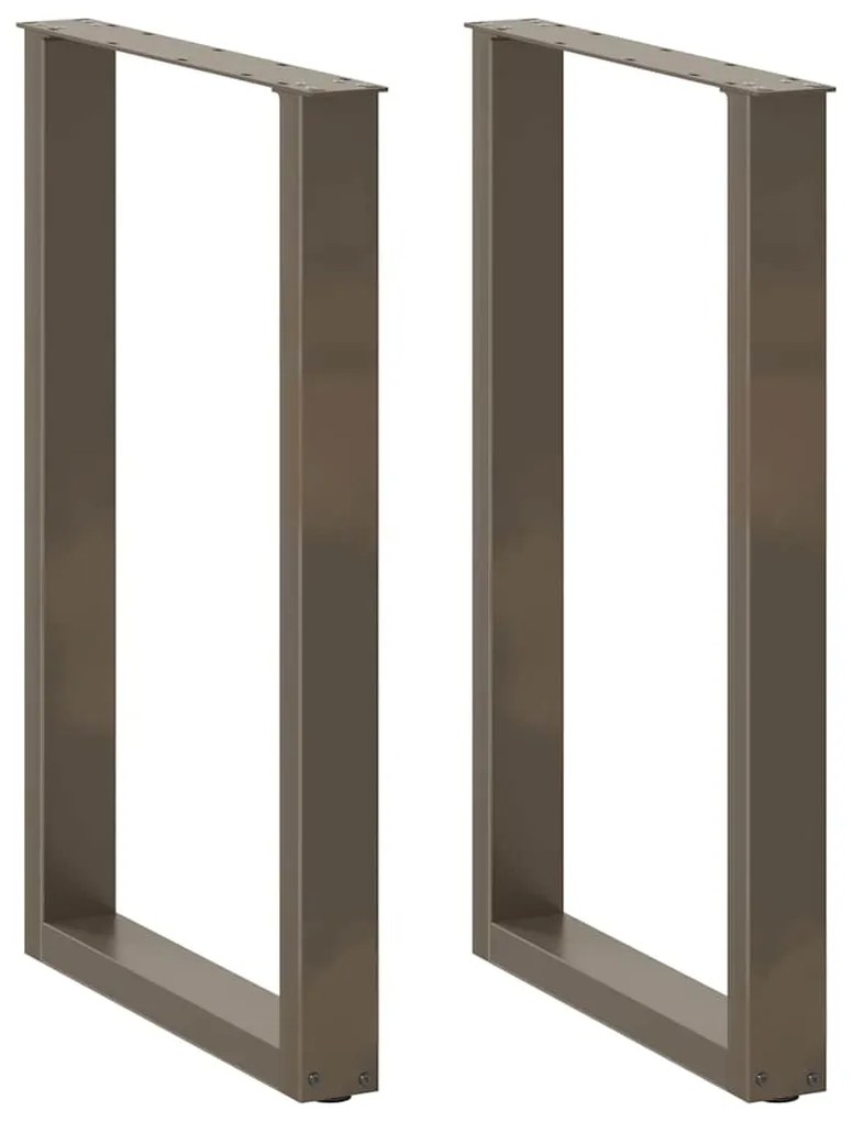 Pés de mesa de bar em forma de U, 2 peças, aço natural, 60x(90-91) cm,