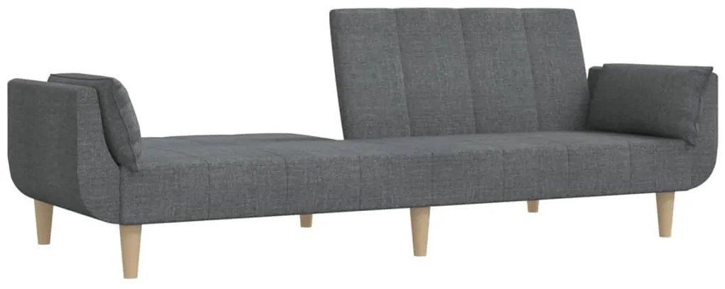 Sofá-cama 2 lugares com duas almofadas tecido cinzento-claro
