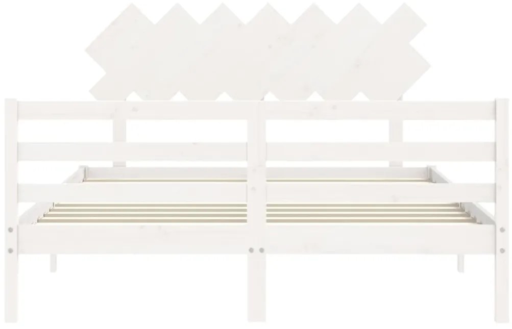 Estrutura de cama com cabeceira 140x200cm madeira maciça branco
