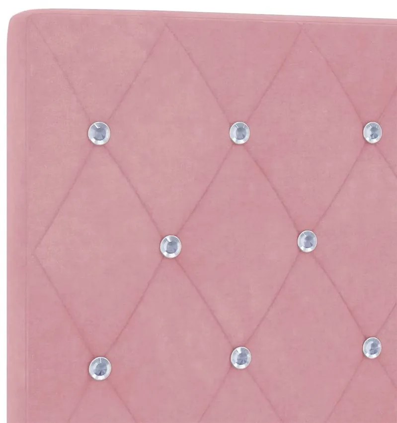 Cabeceira LED com botões em cristal, estofada em veludo rosa, 80 cm